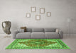 Machine Washable Medallion Green Traditional Area Rugs in a Living Room,, wshtr4535grn