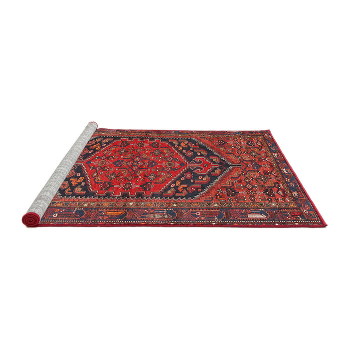 Sideview of Machine Washable Traditional Rust Pink Rug, wshtr4536