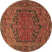 Round Persian Brown Traditional Rug, tr4536brn