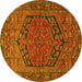 Round Machine Washable Persian Yellow Traditional Rug, wshtr4536yw