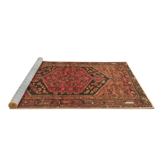 Sideview of Machine Washable Persian Brown Traditional Rug, wshtr4536brn