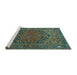 Sideview of Machine Washable Persian Turquoise Traditional Area Rugs, wshtr4536turq