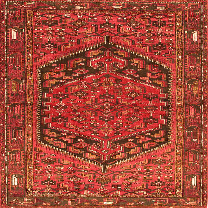 Round Machine Washable Persian Orange Traditional Area Rugs, wshtr4536org