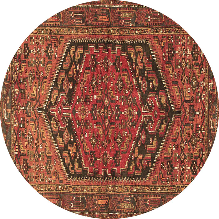 Round Machine Washable Persian Brown Traditional Rug, wshtr4536brn