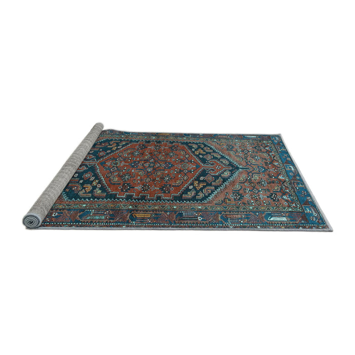 Sideview of Machine Washable Persian Light Blue Traditional Rug, wshtr4536lblu