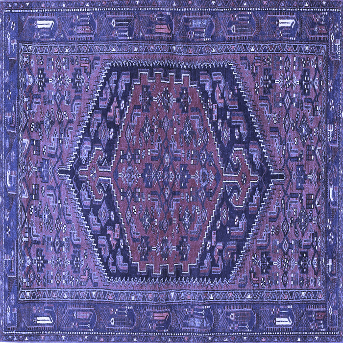 Square Machine Washable Persian Blue Traditional Rug, wshtr4536blu