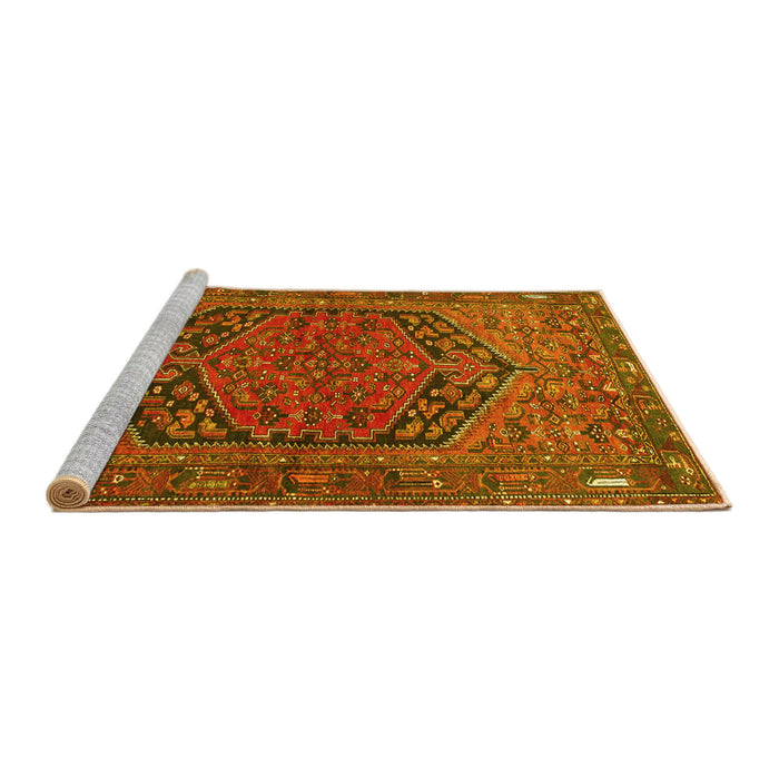 Sideview of Machine Washable Persian Yellow Traditional Rug, wshtr4536yw
