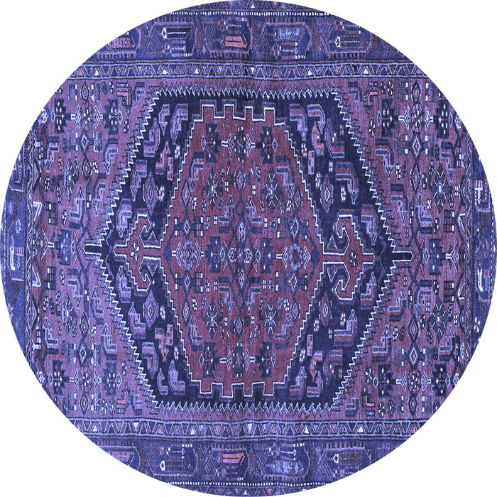 Round Persian Blue Traditional Rug, tr4536blu