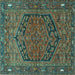 Square Machine Washable Persian Turquoise Traditional Area Rugs, wshtr4536turq