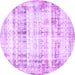 Round Persian Purple Traditional Rug, tr4537pur