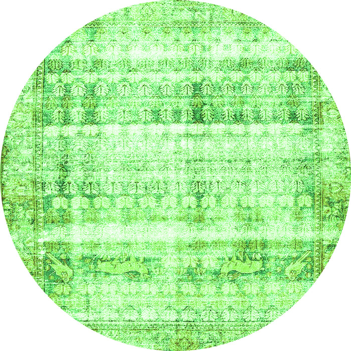Square Persian Green Traditional Rug, tr4537grn