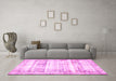 Machine Washable Persian Pink Traditional Rug in a Living Room, wshtr4537pnk