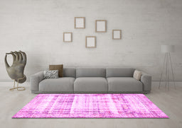 Machine Washable Persian Pink Traditional Rug in a Living Room, wshtr4537pnk