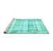 Sideview of Machine Washable Persian Turquoise Traditional Area Rugs, wshtr4537turq