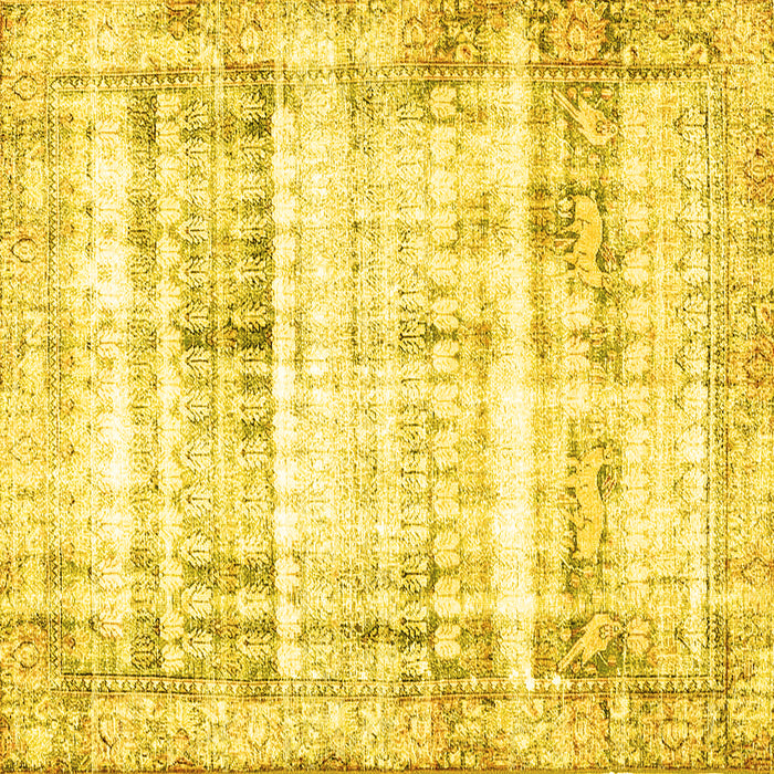 Square Persian Yellow Traditional Rug, tr4537yw