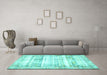 Machine Washable Persian Turquoise Traditional Area Rugs in a Living Room,, wshtr4537turq