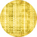 Round Persian Yellow Traditional Rug, tr4537yw