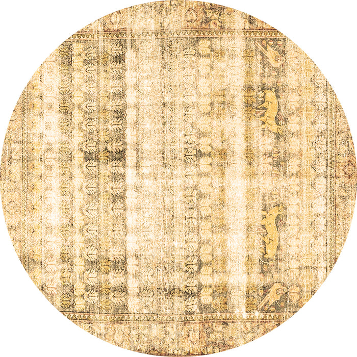 Round Persian Brown Traditional Rug, tr4537brn