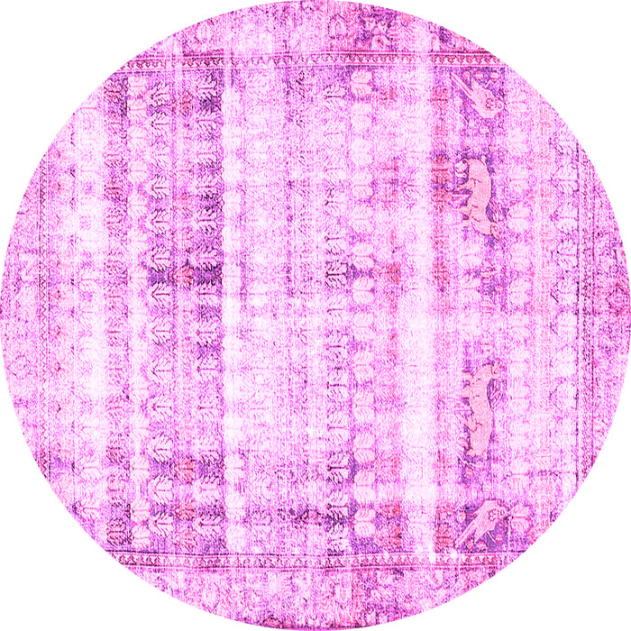 Round Persian Pink Traditional Rug, tr4537pnk