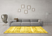 Machine Washable Persian Yellow Traditional Rug in a Living Room, wshtr4537yw