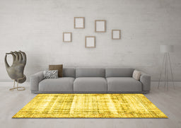 Machine Washable Persian Yellow Traditional Rug in a Living Room, wshtr4537yw