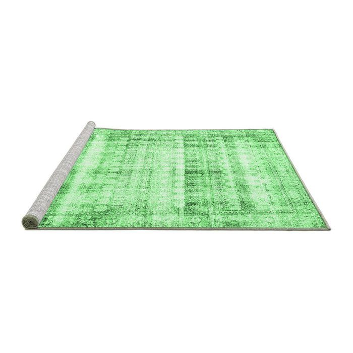 Sideview of Machine Washable Persian Emerald Green Traditional Area Rugs, wshtr4537emgrn