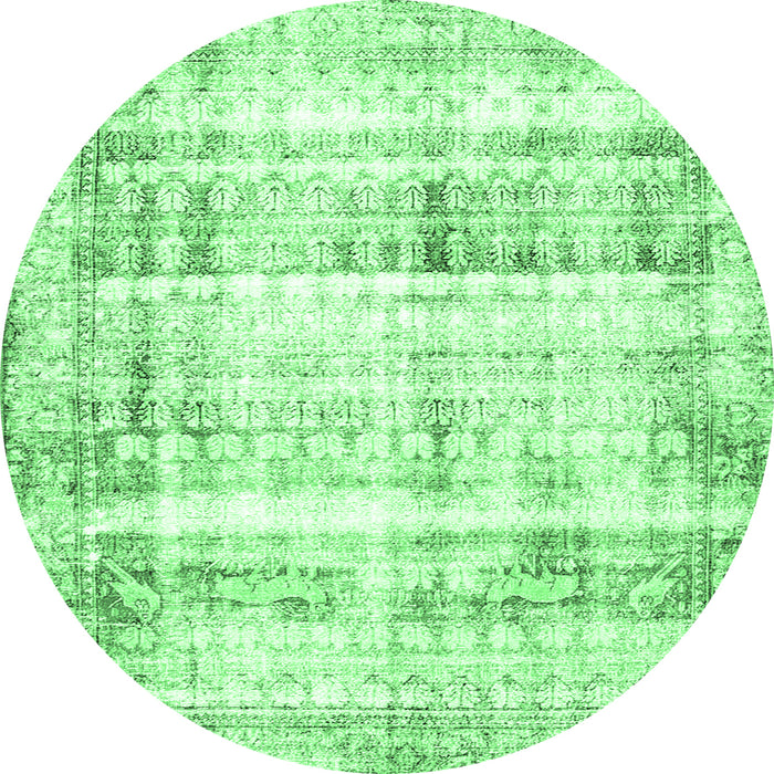 Round Persian Emerald Green Traditional Rug, tr4537emgrn