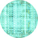 Round Persian Turquoise Traditional Rug, tr4537turq