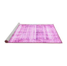 Sideview of Machine Washable Persian Pink Traditional Rug, wshtr4537pnk