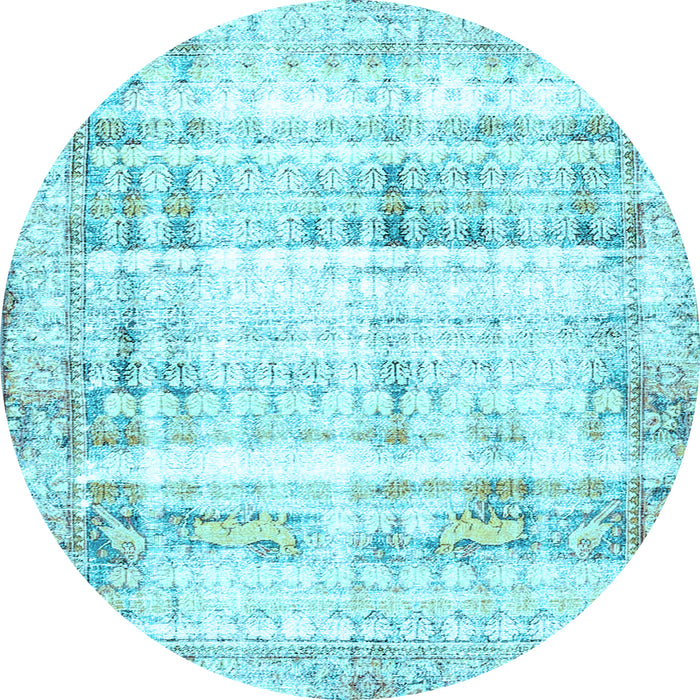 Round Persian Light Blue Traditional Rug, tr4537lblu