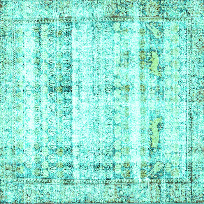 Square Persian Turquoise Traditional Rug, tr4537turq