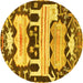 Round Persian Yellow Traditional Rug, tr4538yw