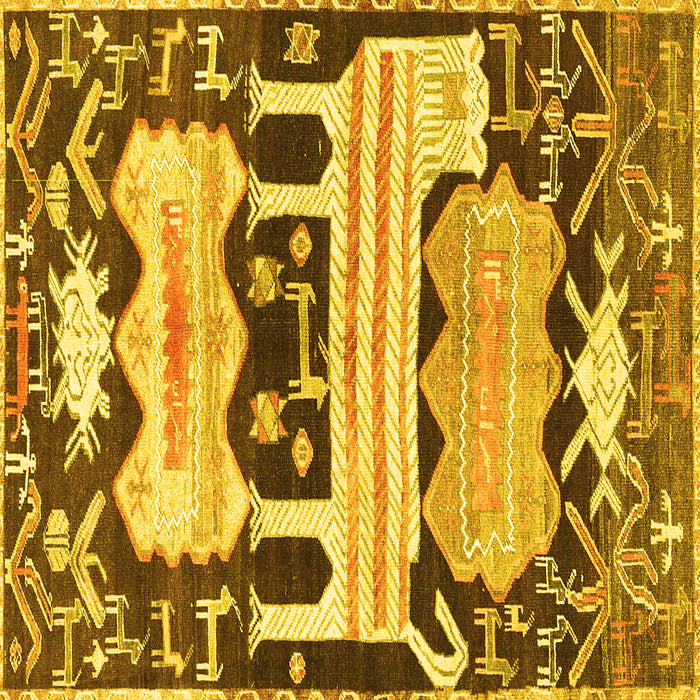 Square Persian Yellow Traditional Rug, tr4538yw