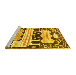 Sideview of Machine Washable Persian Yellow Traditional Rug, wshtr4538yw