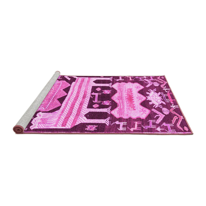 Sideview of Machine Washable Persian Pink Traditional Rug, wshtr4538pnk