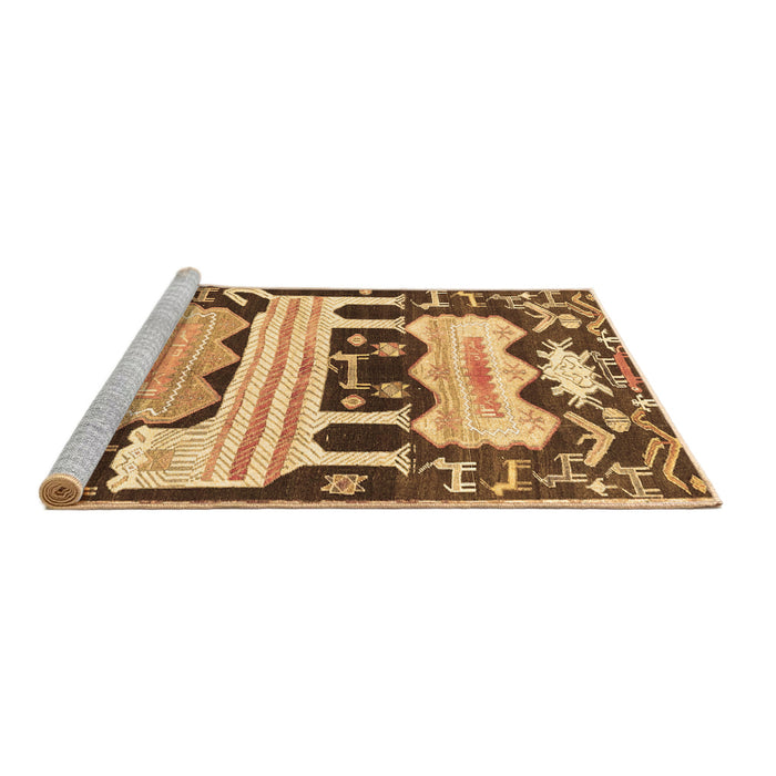 Sideview of Machine Washable Persian Brown Traditional Rug, wshtr4538brn