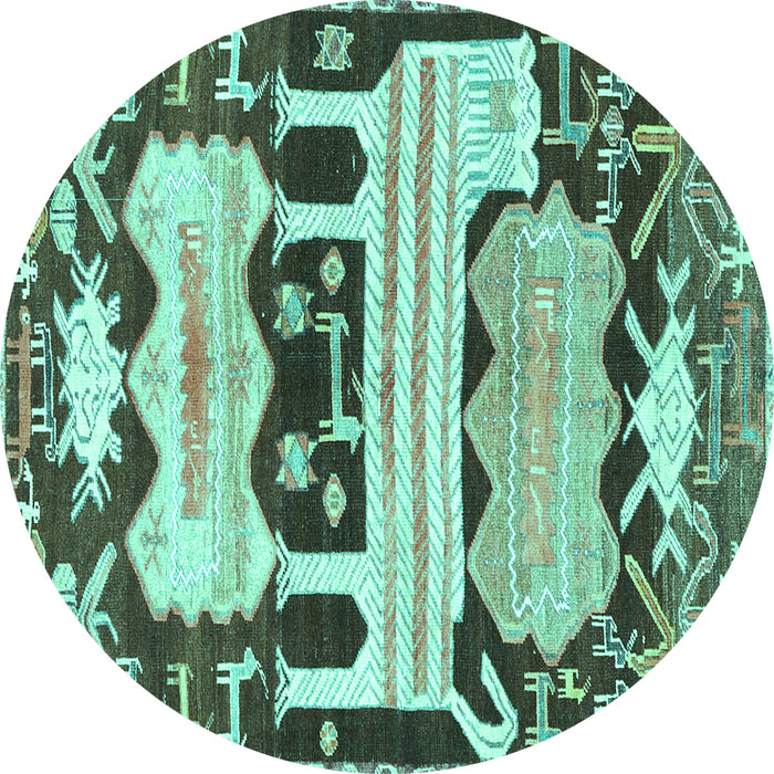 Round Persian Turquoise Traditional Rug, tr4538turq
