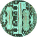 Round Persian Turquoise Traditional Rug, tr4538turq