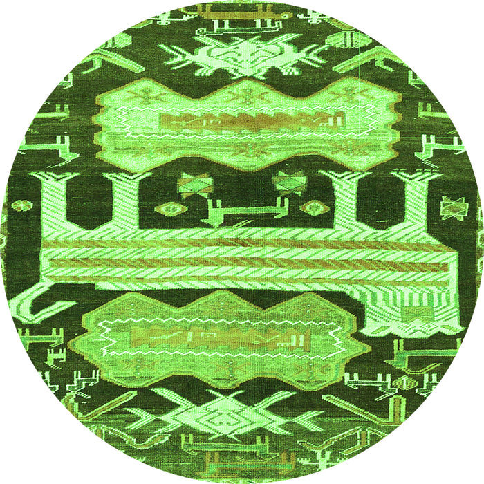 Square Persian Green Traditional Rug, tr4538grn