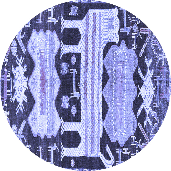 Round Persian Blue Traditional Rug, tr4538blu