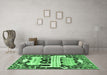 Machine Washable Persian Emerald Green Traditional Area Rugs in a Living Room,, wshtr4538emgrn