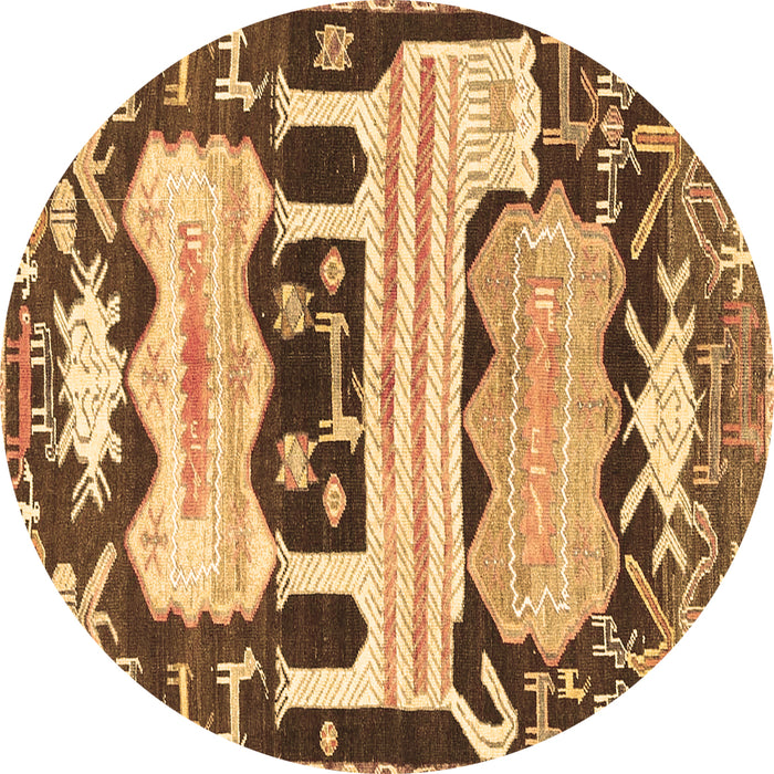 Round Persian Brown Traditional Rug, tr4538brn