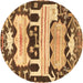 Round Persian Brown Traditional Rug, tr4538brn