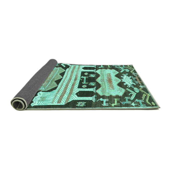 Sideview of Persian Turquoise Traditional Rug, tr4538turq