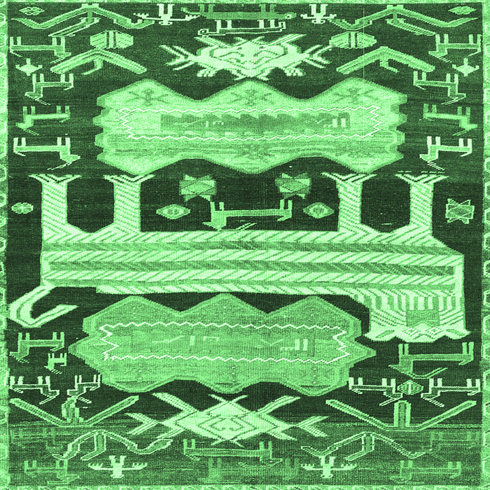 Square Persian Emerald Green Traditional Rug, tr4538emgrn