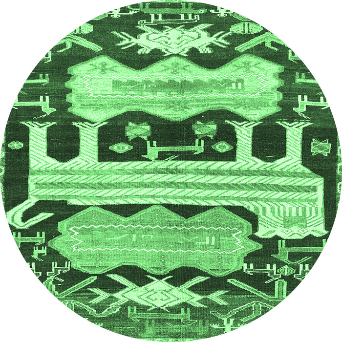 Round Persian Emerald Green Traditional Rug, tr4538emgrn