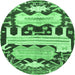 Round Persian Emerald Green Traditional Rug, tr4538emgrn
