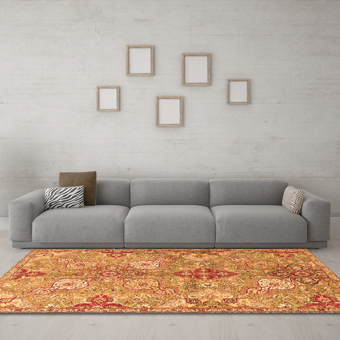 Machine Washable Persian Orange Traditional Area Rugs in a Living Room, wshtr4539org