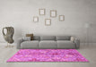 Machine Washable Persian Pink Traditional Rug in a Living Room, wshtr4539pnk