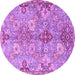 Round Machine Washable Persian Purple Traditional Area Rugs, wshtr4539pur